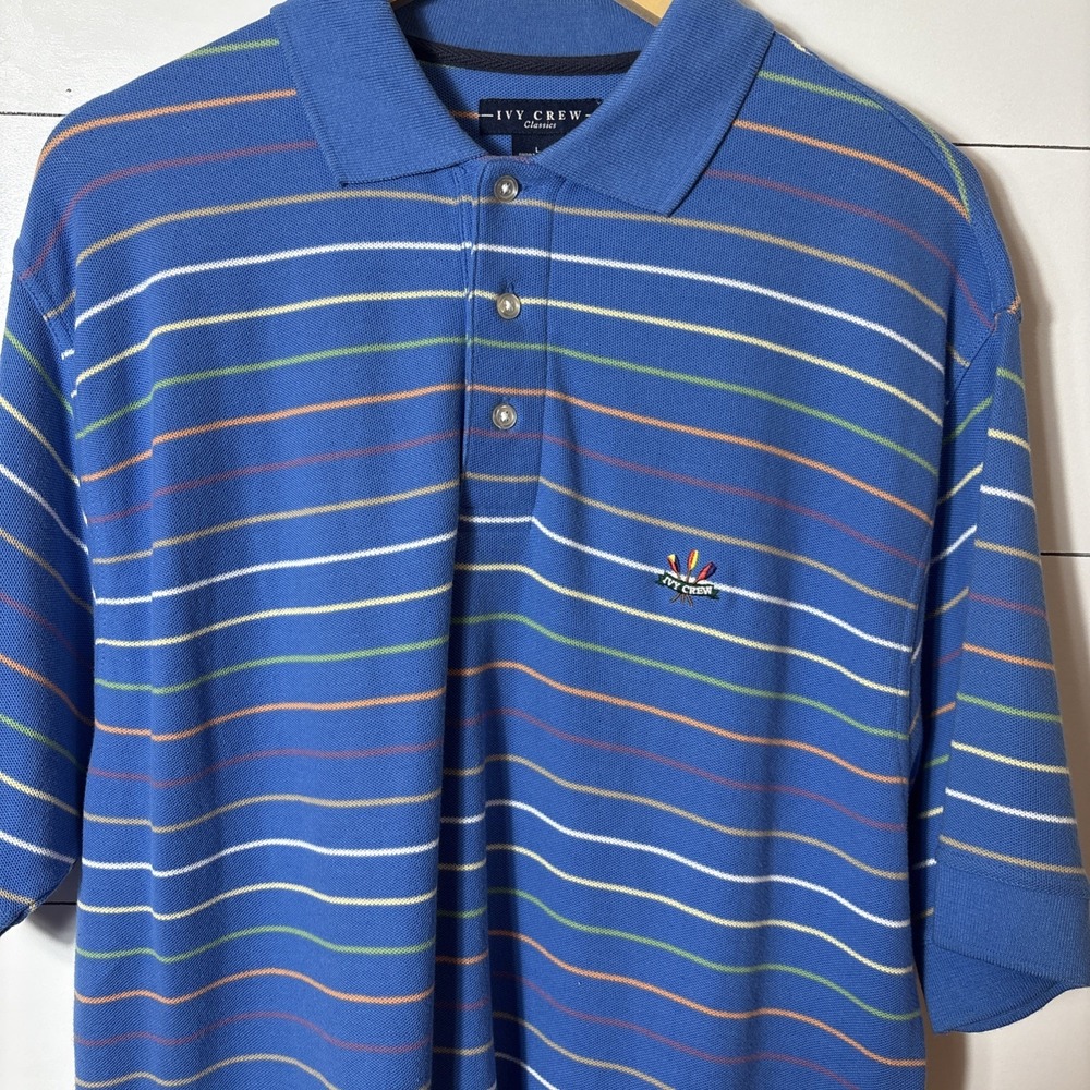 Ivy Crew Classics Blue Polo‎ Shirt 100% Cotton Adult Men Size XL Extra Large